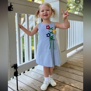 Florence Eiseman Light Blue Dress with Colorful Flowers